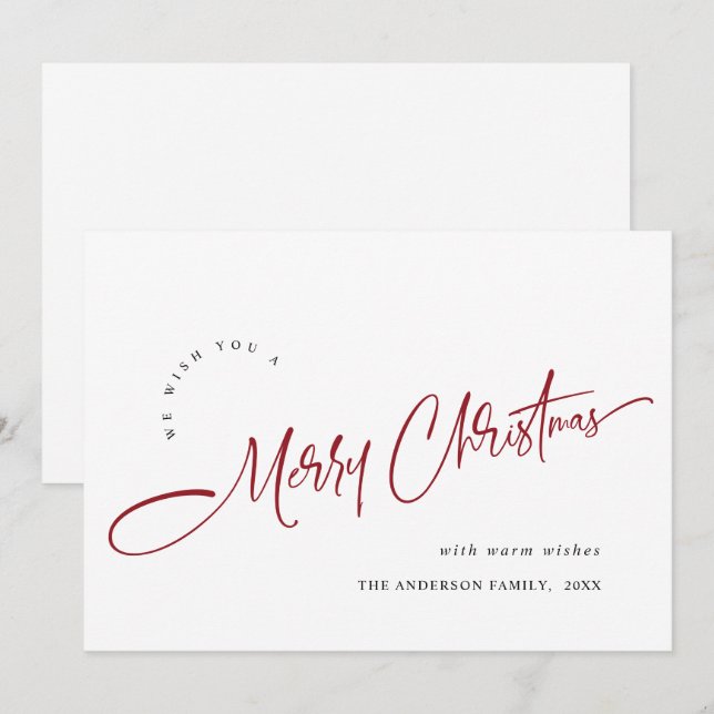 Cartes Pour Fêtes Annuelles Simple élégante voeux de Noël joyeux (Devant / Derrière)