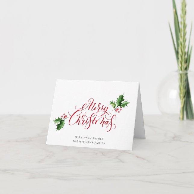 Cartes Pour Fêtes Annuelles Simple élégante voeux de Noël joyeux (Devant)