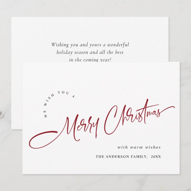 Cartes Pour Fêtes Annuelles Simple élégante voeux de Noël joyeux (Devant / Derrière)