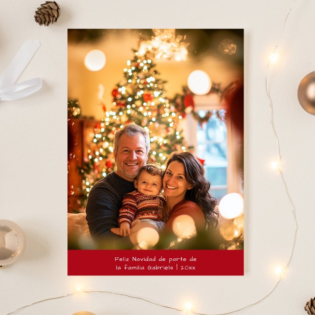 Cartes Pour Fêtes Annuelles Simple espagnol Noël Feliz Navidad Red Photo (Créateur téléchargé)