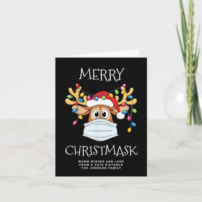 Cartes Pour Fêtes Annuelles Simple et amusant Christ-Mask Reindeer Salutation (Devant)