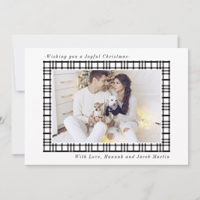 Cartes Pour Fêtes Annuelles Simple et festif Rustique Plaid Photo Noël (Devant)