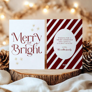 Cartes Pour Fêtes Annuelles Simple et moderne Burgundy Stripes joyeux et lumin