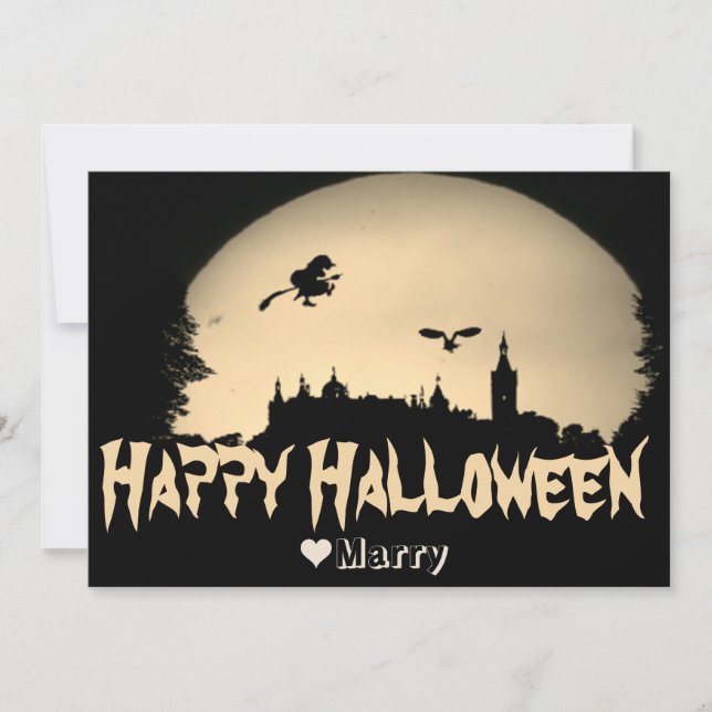 Cartes Pour Fêtes Annuelles Simple famille effrayante Joyeux Halloween Citroui (Devant)