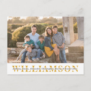Cartes Pour Fêtes Annuelles Simple Family Portrait Jaune et Bleu Nom