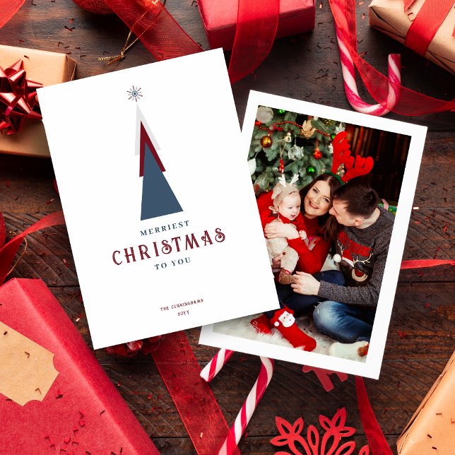 Cartes Pour Fêtes Annuelles Simple Fancy Original Modern Christmas Tree Photo  (Simple Fancy Original Modern Christmas Tree Photo Family Holiday Card with Envelope.)