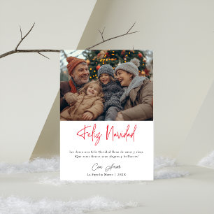 Cartes Pour Fêtes Annuelles Simple Feliz Navidad Hispanique Photo de Noël Roug