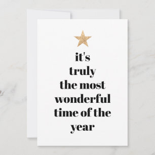 Cartes Pour Fêtes Annuelles Simple Forme d'arbre Citation Black & White Gold S