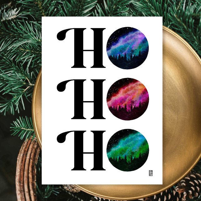 Cartes Pour Fêtes Annuelles Simple Galaxy Bold HO HO HO Noël (Front)