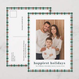 Cartes Pour Fêtes Annuelles Simple Gingham Photo Joyeux Noël