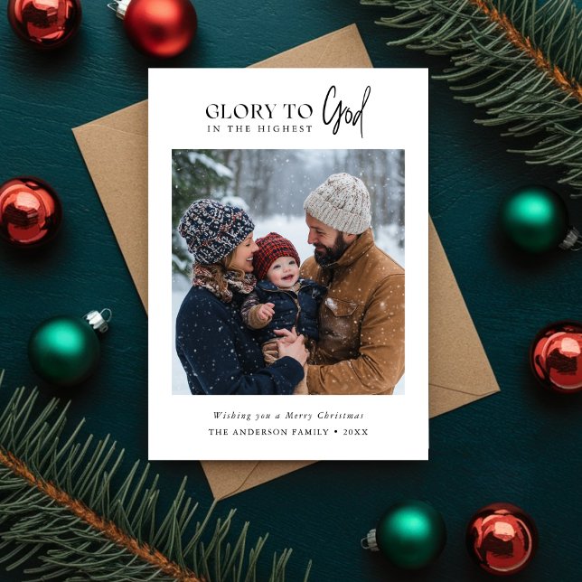 Cartes Pour Fêtes Annuelles Simple Gloire Religieuse À Dieu Photo De Noël (Créateur téléchargé)