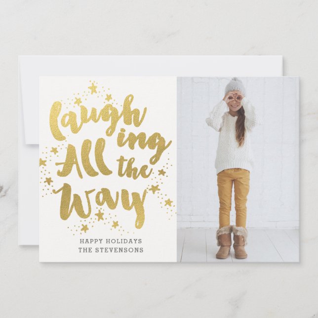 Cartes Pour Fêtes Annuelles Simple Gold riant tout le long (Devant)