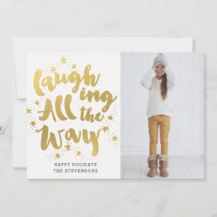 Cartes Pour Fêtes Annuelles Simple Gold riant tout le long