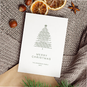 Cartes Pour Fêtes Annuelles Simple Green Line Art Joyeux sapin de Noël