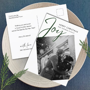 Cartes Pour Fêtes Annuelles Simple Joie Noël Minimaliste photo verte