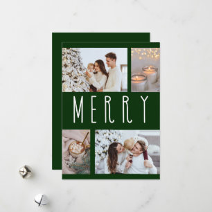 Cartes Pour Fêtes Annuelles Simple Joyeuse typographie multiple photo collage