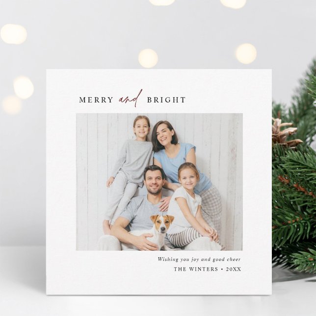 Cartes Pour Fêtes Annuelles Simple Joyeux et brillant Carré photo de famille (Créateur téléchargé)
