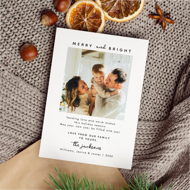 Cartes Pour Fêtes Annuelles Simple Joyeux et lumineux Noël de famille (Créateur téléchargé)