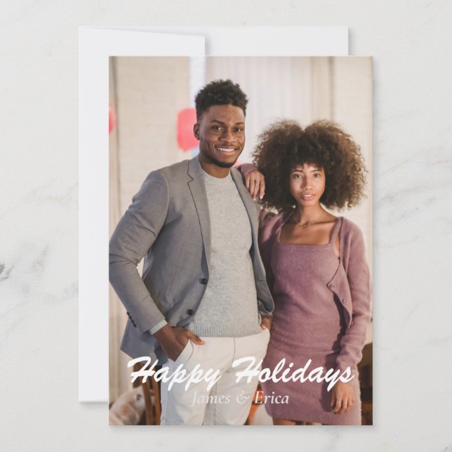 Cartes Pour Fêtes Annuelles Simple Joyeux Joyeux Vacances Vertical Deux Photo (Devant)