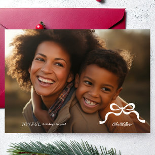 Cartes Pour Fêtes Annuelles simple joyeux minimaliste photo noël arc plat