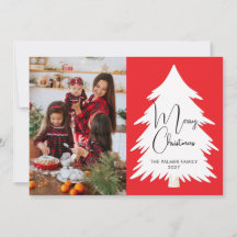 Simple Joyeux Noël arbre de pin famille photo