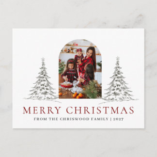 Cartes Pour Fêtes Annuelles Simple Joyeux Noël arbre de pin famille photo