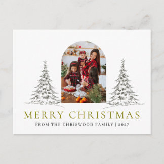 Cartes Pour Fêtes Annuelles Simple Joyeux Noël arbre de pin famille photo