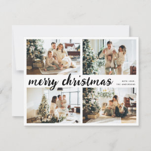 Cartes Pour Fêtes Annuelles Simple Joyeux Noël Calligraphie 4 Famille Photo