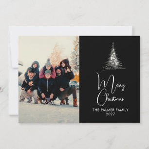 Cartes Pour Fêtes Annuelles Simple Joyeux Noël famille photo arbre de pin