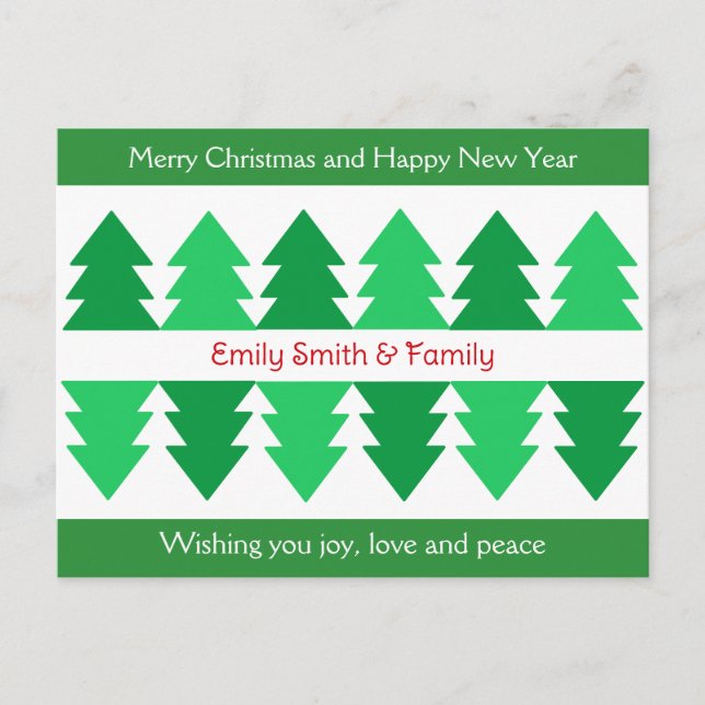 Cartes Pour Fêtes Annuelles Simple Joyeux Noël Green Tree Design (Devant)