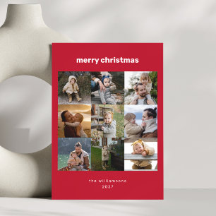 Cartes Pour Fêtes Annuelles Simple Joyeux Noël Multi Grille de Photos Moderne 