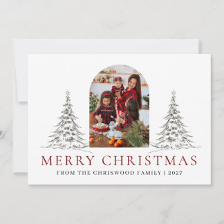 Cartes Pour Fêtes Annuelles Simple Joyeux Noël Sapin de Noël photo de famille