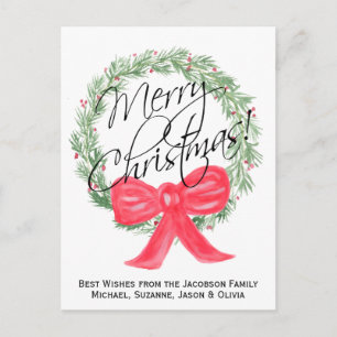 Cartes Pour Fêtes Annuelles Simple Joyeux Noël Watercolor Wreath