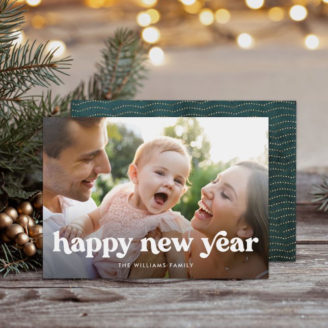 Cartes Pour Fêtes Annuelles Simple Joyeux Nouvel An Typographie Photo (Créateur téléchargé)