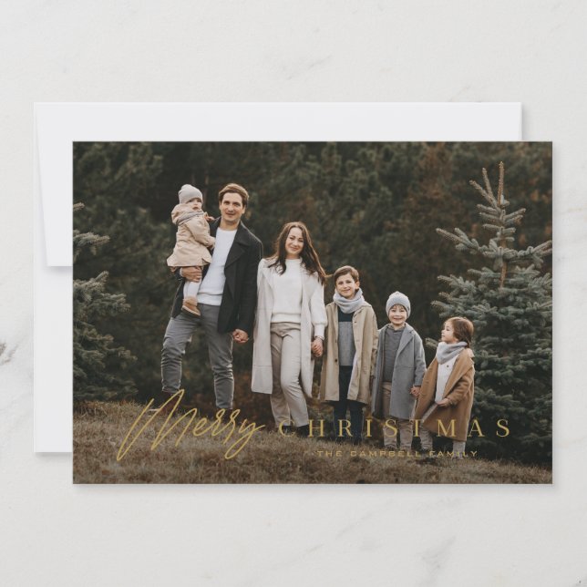 Cartes Pour Fêtes Annuelles Simple Joyeux Script 3 Photo Noël (Devant)