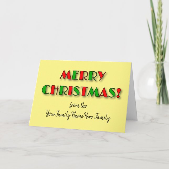 Cartes Pour Fêtes Annuelles Simple "JOYEZ NOËL !" + Nom de famille personnalis (Devant)