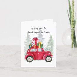 Cartes Pour Fêtes Annuelles Simple Joys de la saison de Noël avec voiture roug
