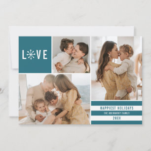 Cartes Pour Fêtes Annuelles Simple Love 3 Photo Collage Stripes Modernes   TUR