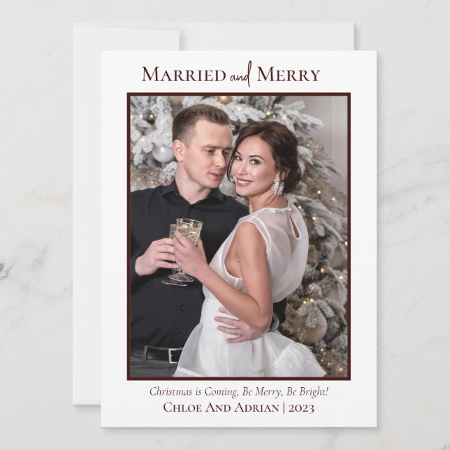 Cartes Pour Fêtes Annuelles Simple marié et joyeux photo de Noël (Devant)