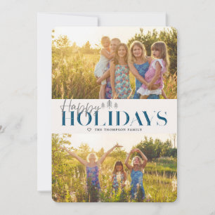 Cartes Pour Fêtes Annuelles Simple Marine moderne Joyeux Vacances Deux photos