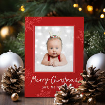 Simple Merry Christmas Script Snowflakes Photo