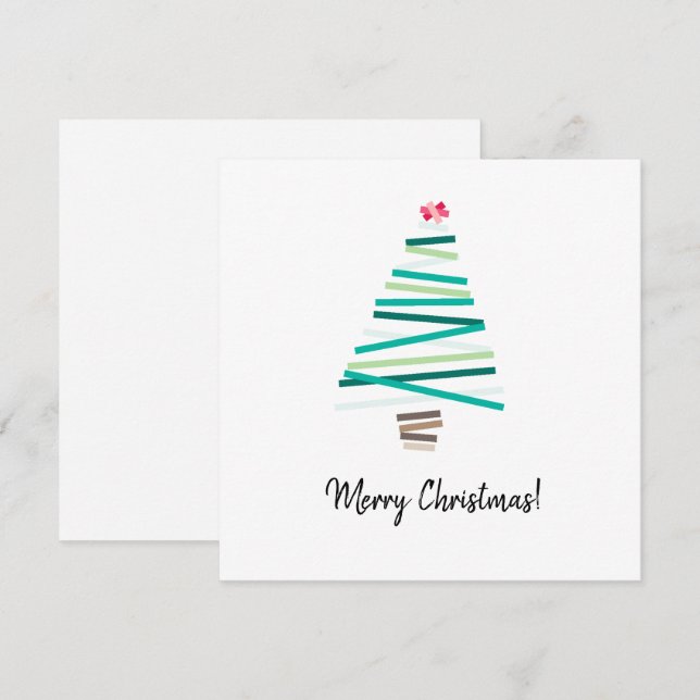 Cartes Pour Fêtes Annuelles simple mignon arbre de Noël abstrait joyeux (Devant / Derrière)