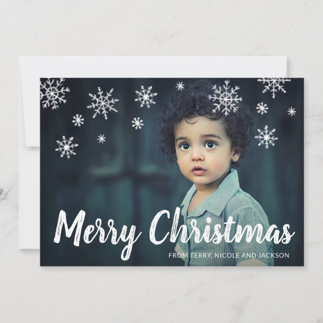 Cartes Pour Fêtes Annuelles Simple mignon Snowflakes Noël moderne (Devant)