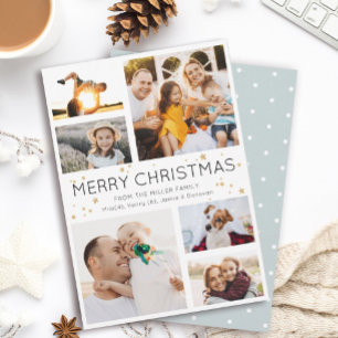Cartes Pour Fêtes Annuelles Simple Minimaliste Multiphoto Collage Moderne