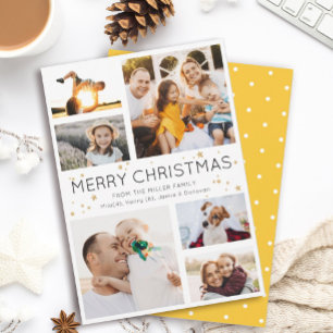 Cartes Pour Fêtes Annuelles Simple Minimaliste Multiphoto Collage Moderne