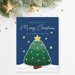Cartes Pour Fêtes Annuelles Simple minimaliste Papercut Arbre de Noël & Étoile