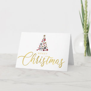 Cartes Pour Fêtes Annuelles Simple Modern Gold Script Christmas Tree