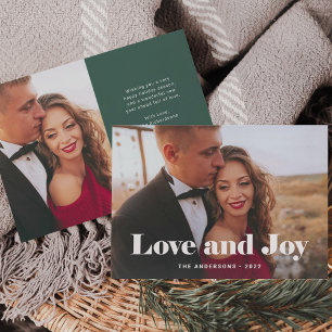 Cartes Pour Fêtes Annuelles Simple Modern   Love and Joy with Photo