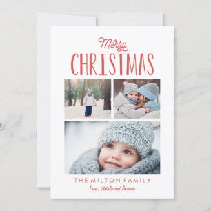 Cartes Pour Fêtes Annuelles Simple Modern Merry Christmas Photo Collage