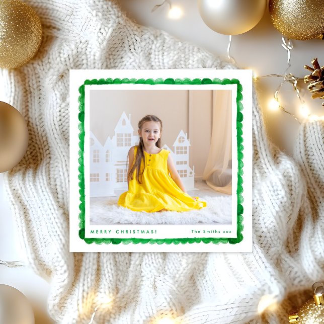 Cartes Pour Fêtes Annuelles simple modern retro green photo square christmas (Créateur téléchargé)